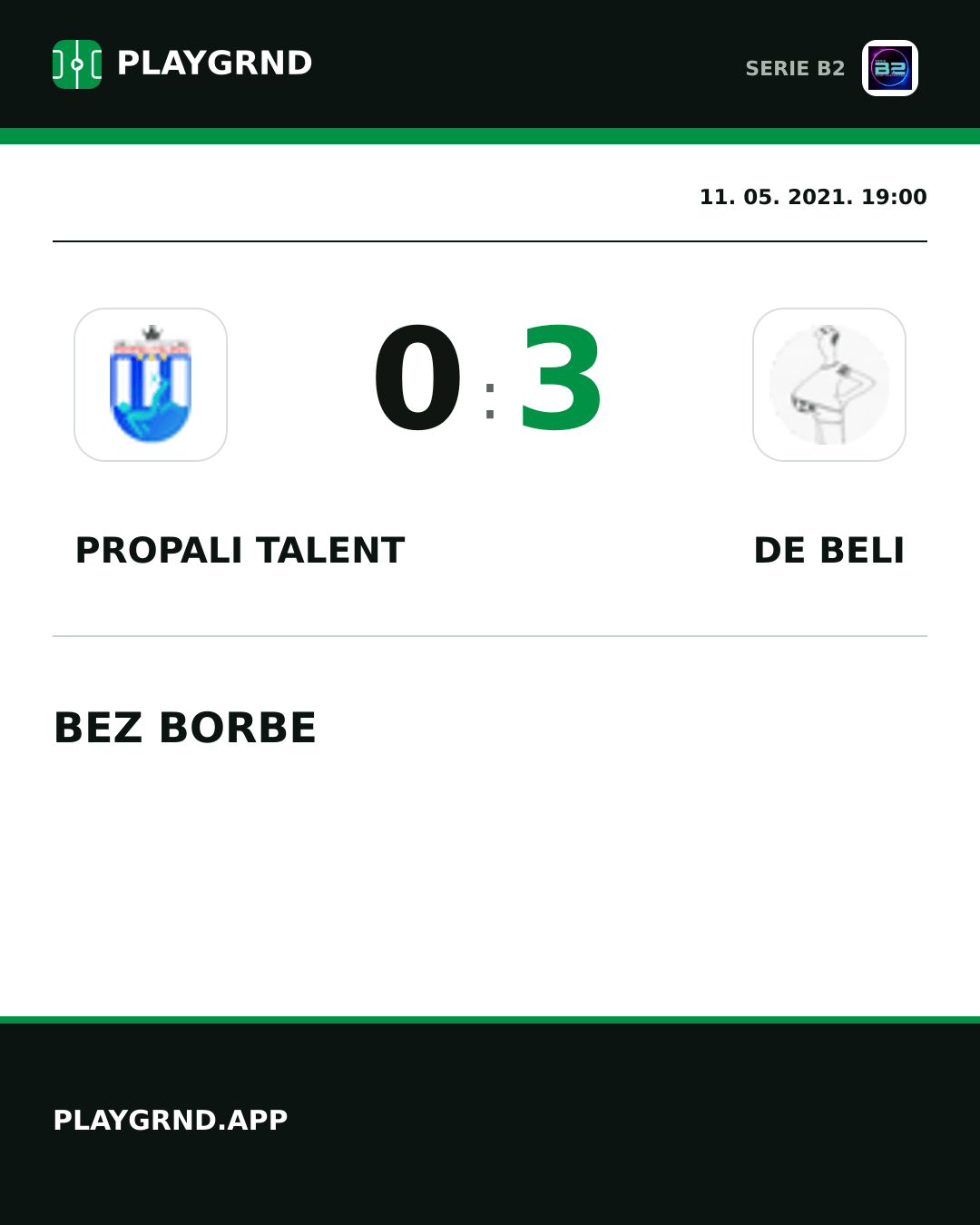 Instagram slika: Propali Talent 0:3 DE Beli