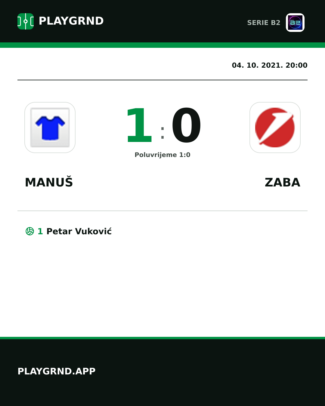 Instagram slika: Manuš 1:0 Zaba