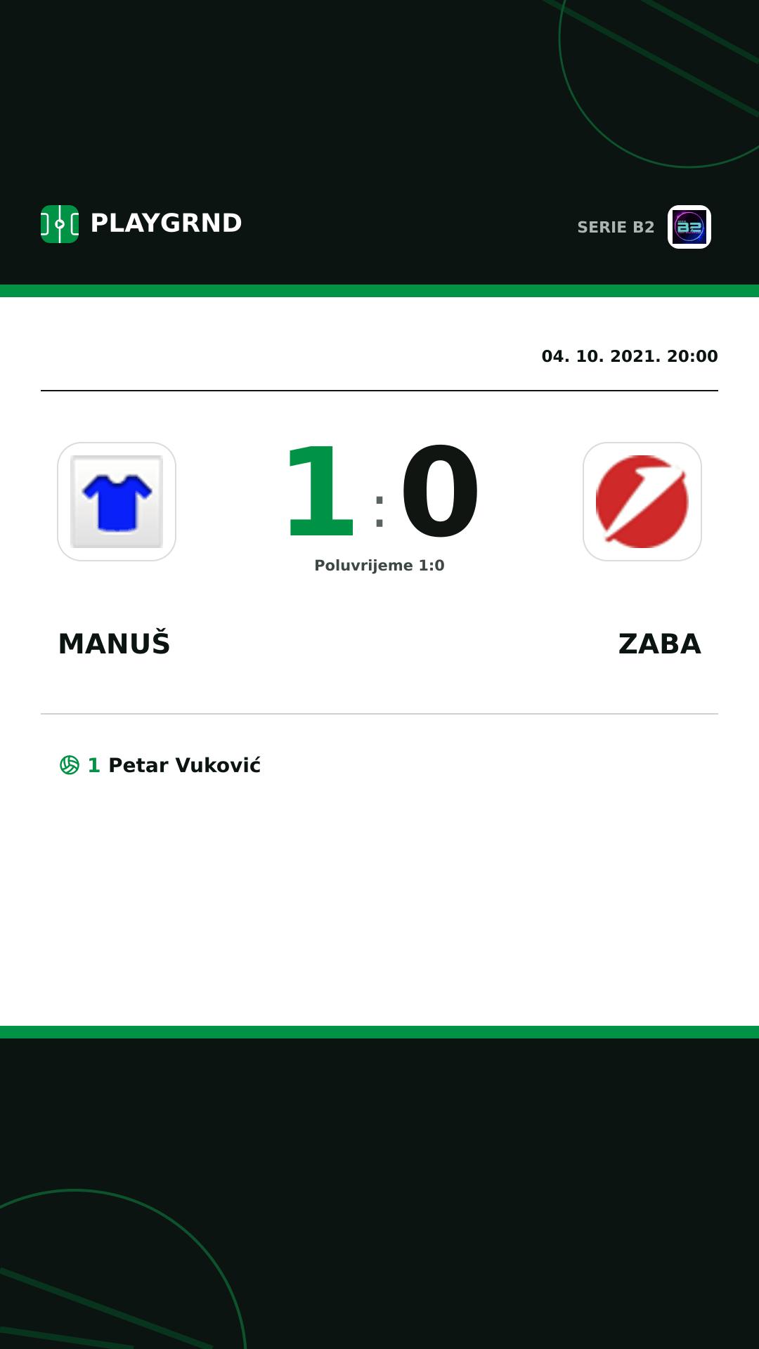 Instagram slika: Manuš 1:0 Zaba