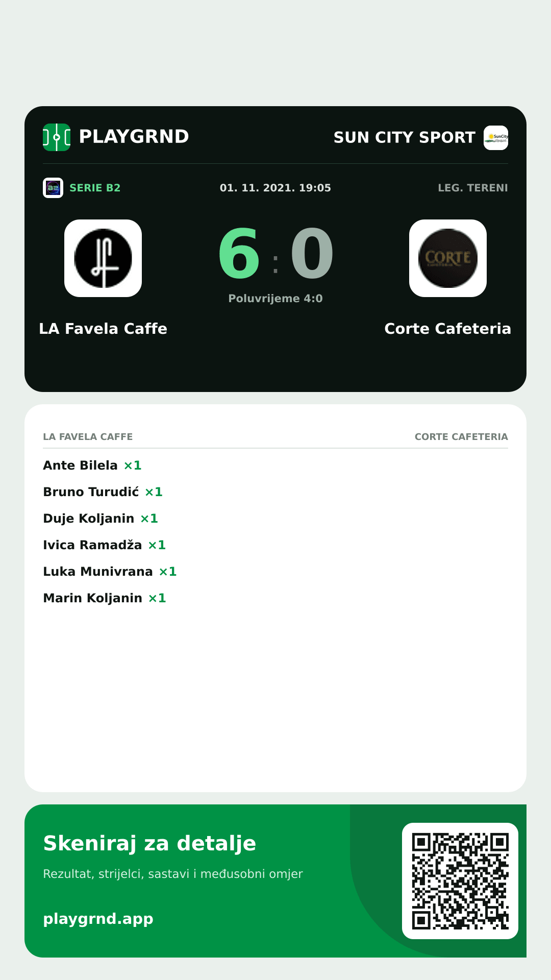 Story slika: LA Favela Caffe 6:0 Corte Cafeteria