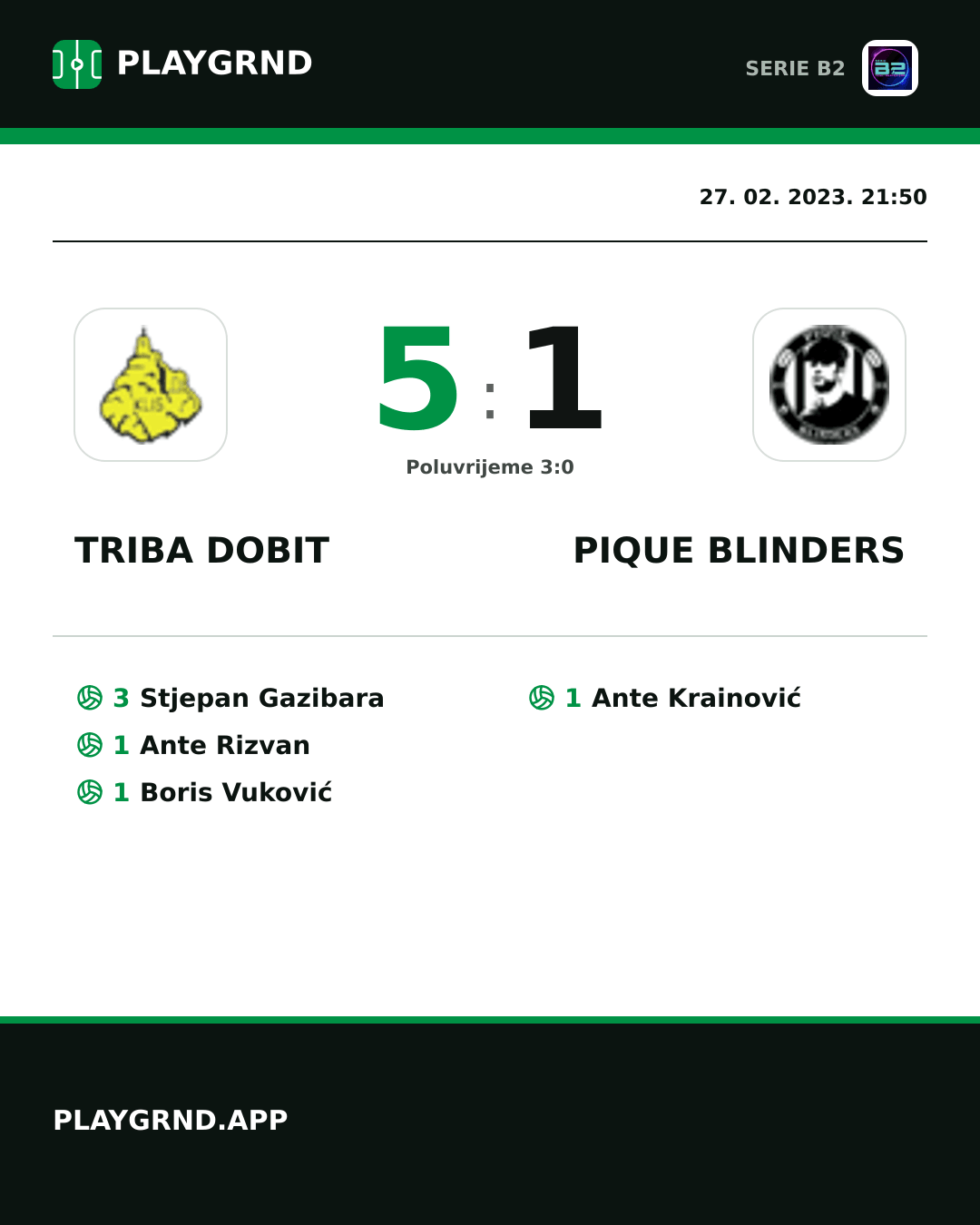 Instagram slika: Triba Dobit 5:1 Pique Blinders