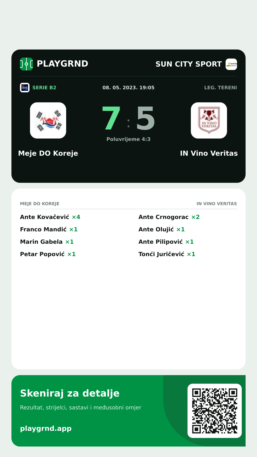 Story slika: Meje DO Koreje 7:5 IN Vino Veritas