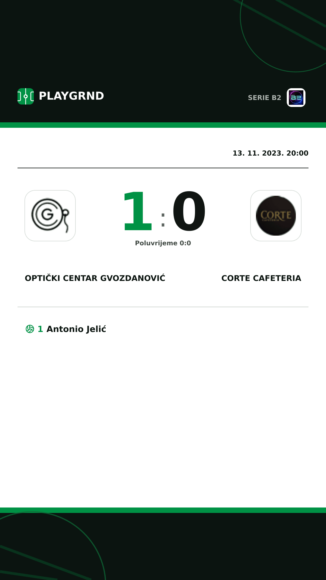 Instagram slika: Optički Centar Gvozdanović 1:0 Corte Cafeteria