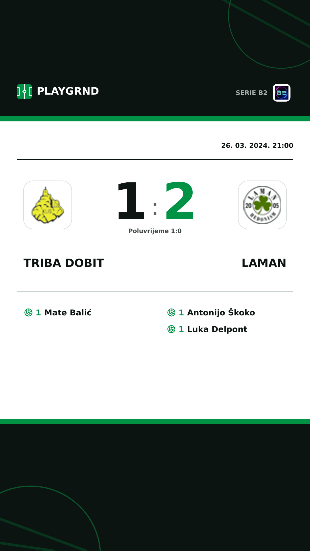 Instagram slika: Triba Dobit 1:2 Laman