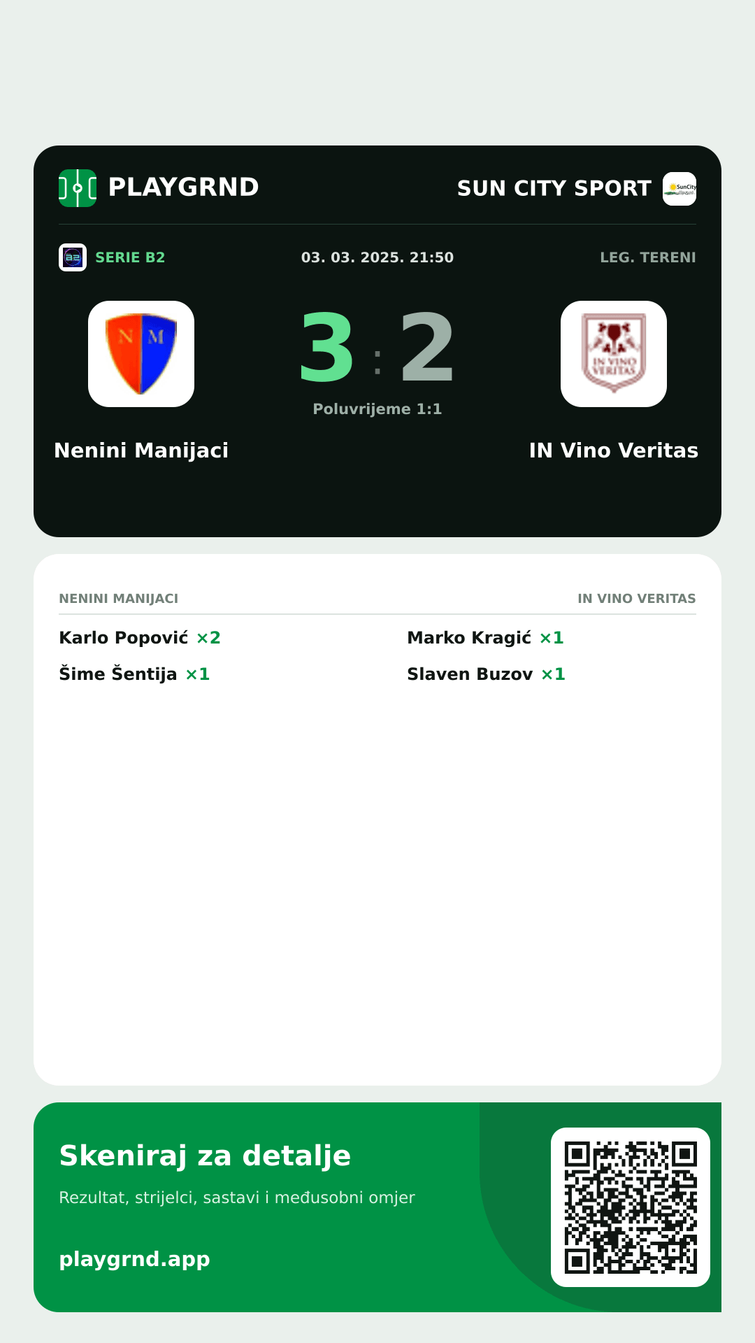 Story slika: Nenini Manijaci 3:2 IN Vino Veritas