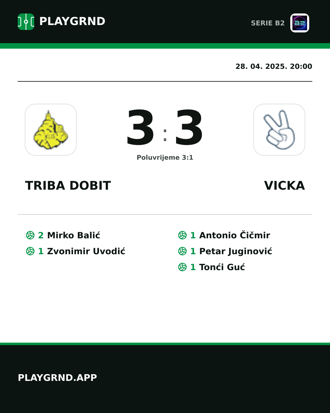 Instagram slika: Triba Dobit 3:3 Vicka