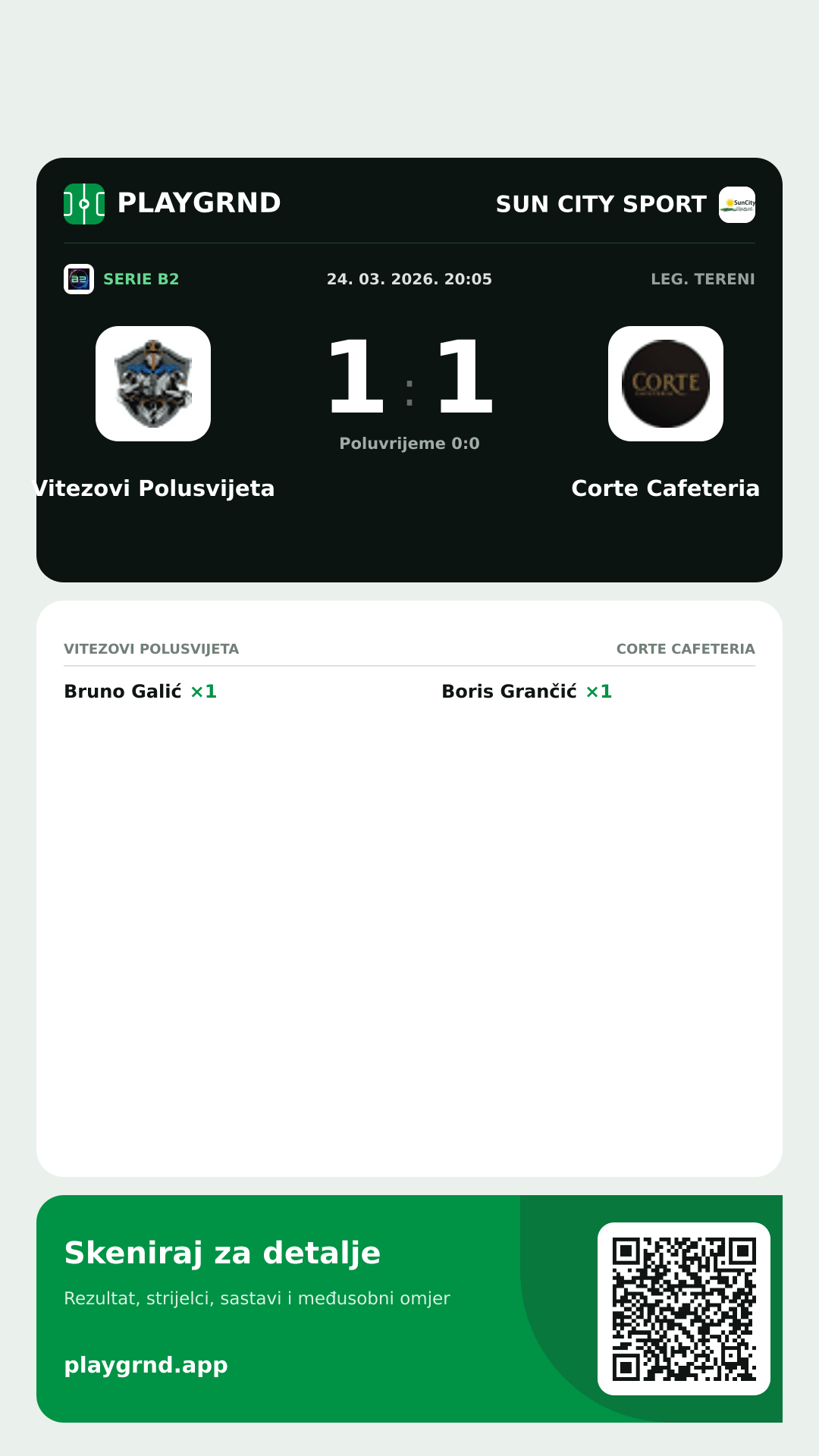 Story image: Vitezovi Polusvijeta 1:1 Corte Cafeteria