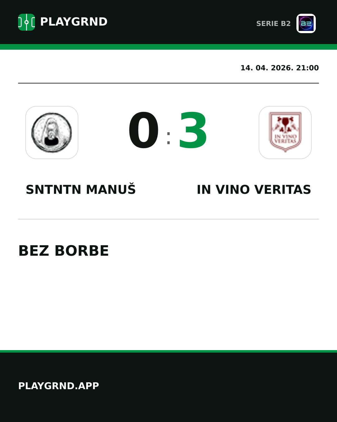 Instagram slika: Sntntn Manuš 0:3 IN Vino Veritas