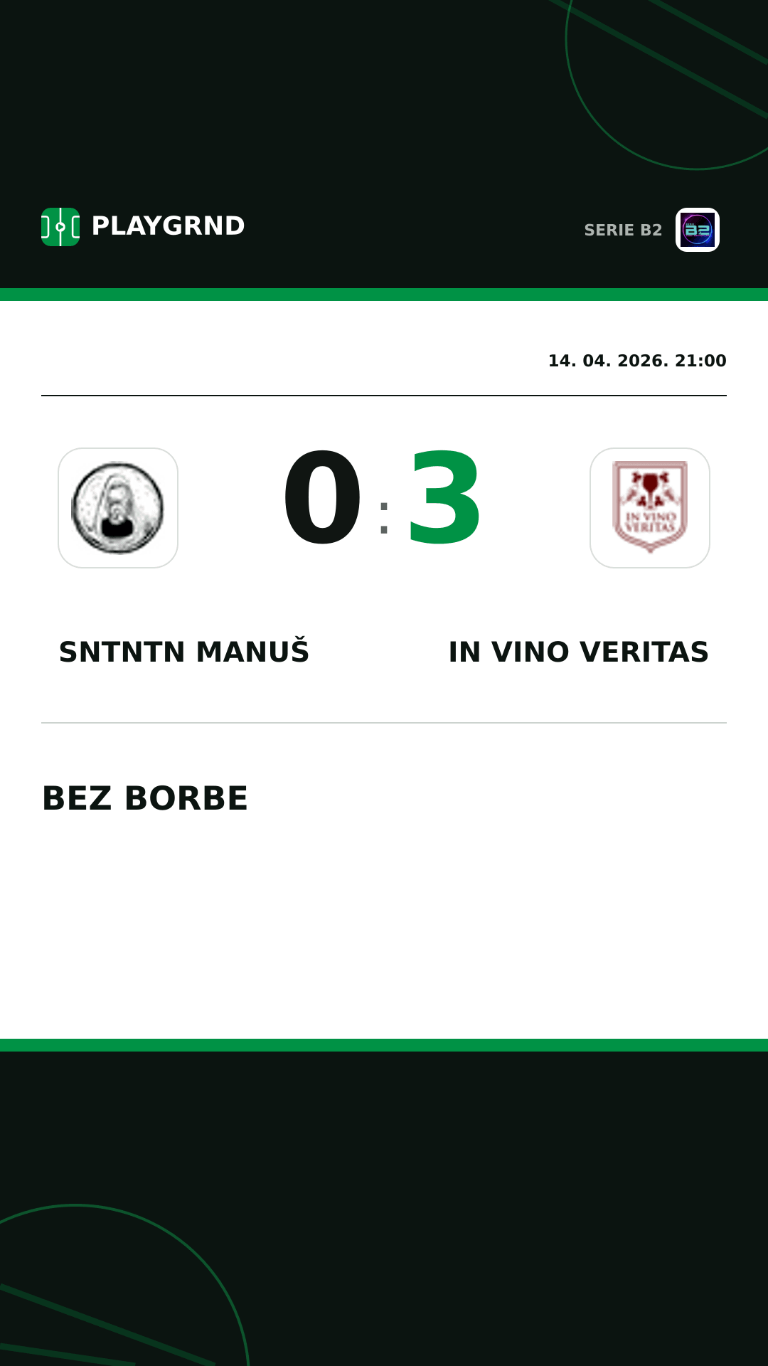 Instagram slika: Sntntn Manuš 0:3 IN Vino Veritas