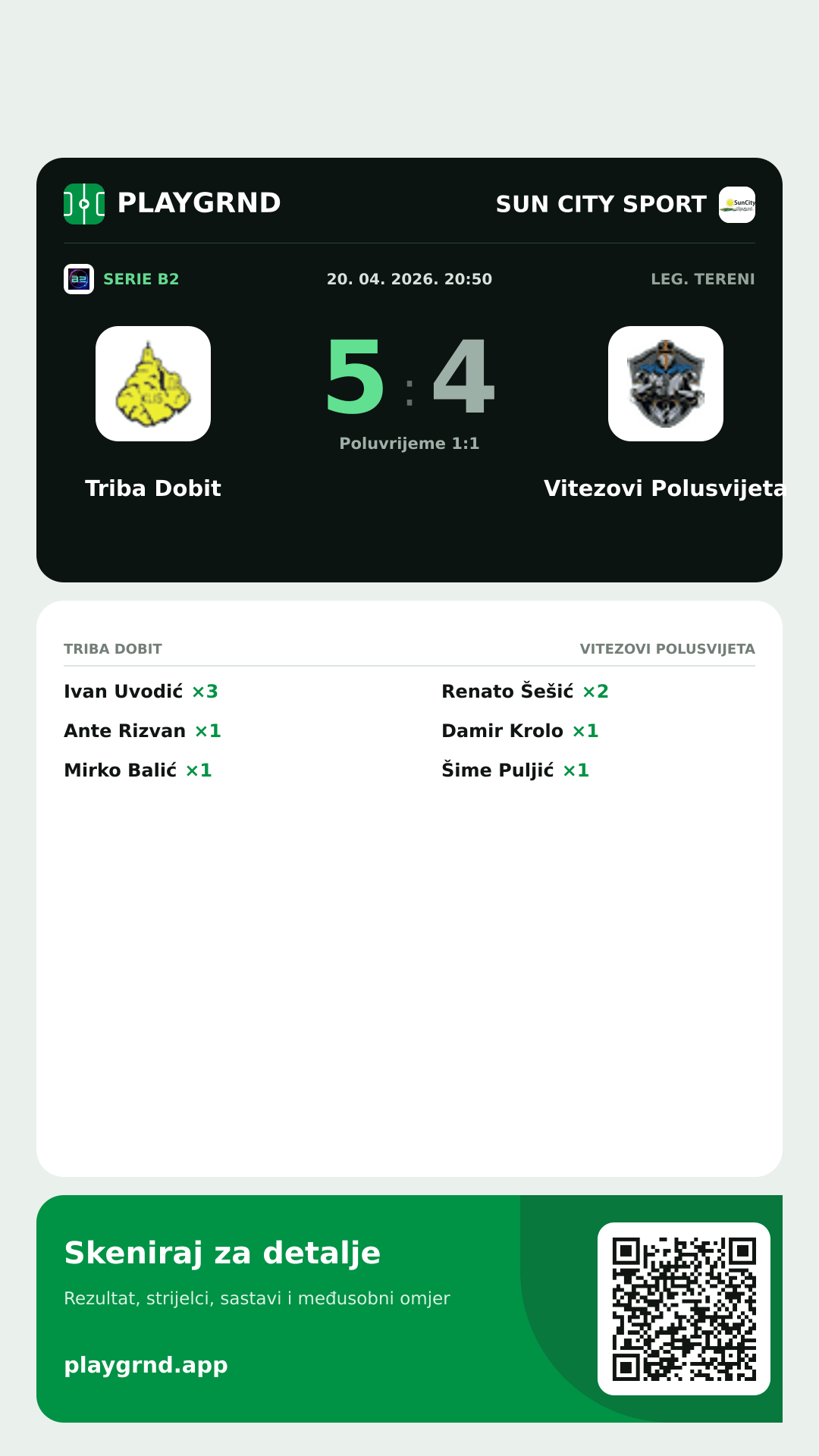 Story slika: Triba Dobit 5:4 Vitezovi Polusvijeta