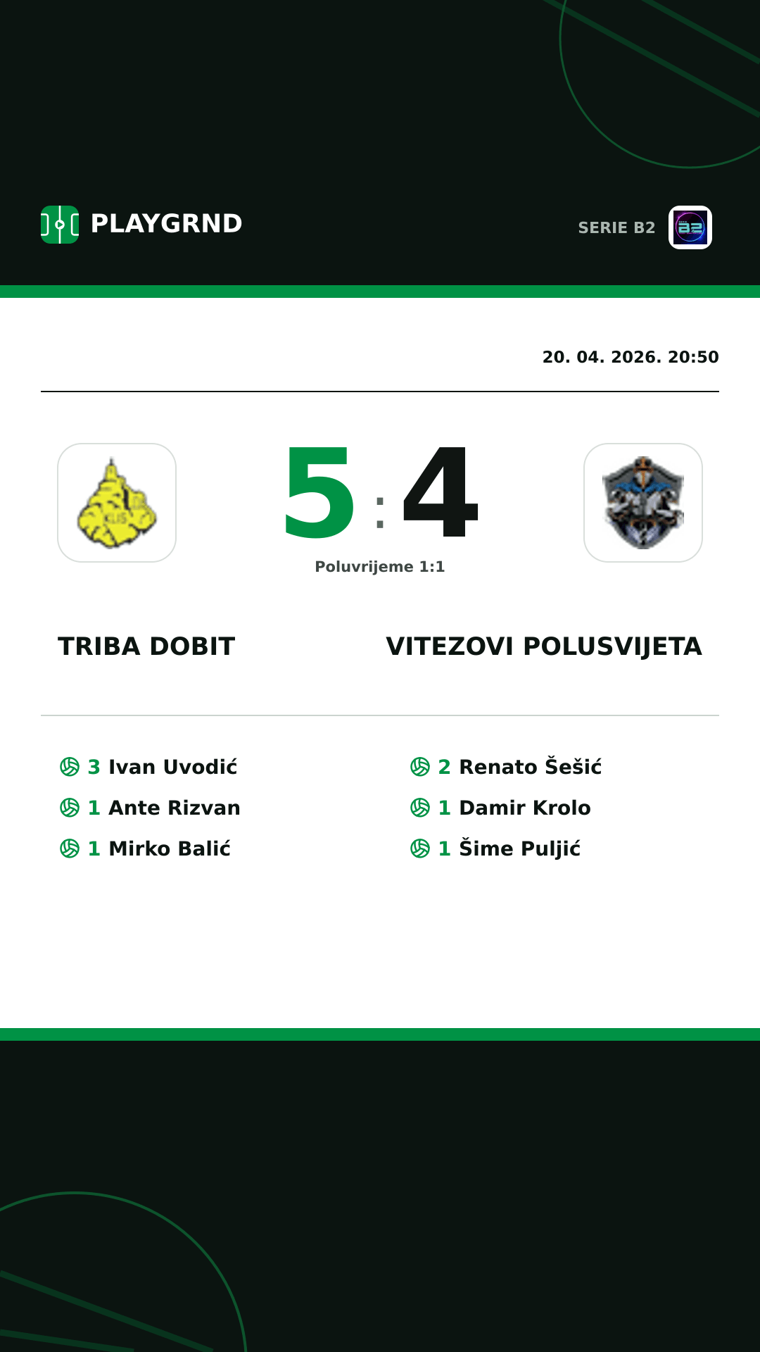 Instagram slika: Triba Dobit 5:4 Vitezovi Polusvijeta