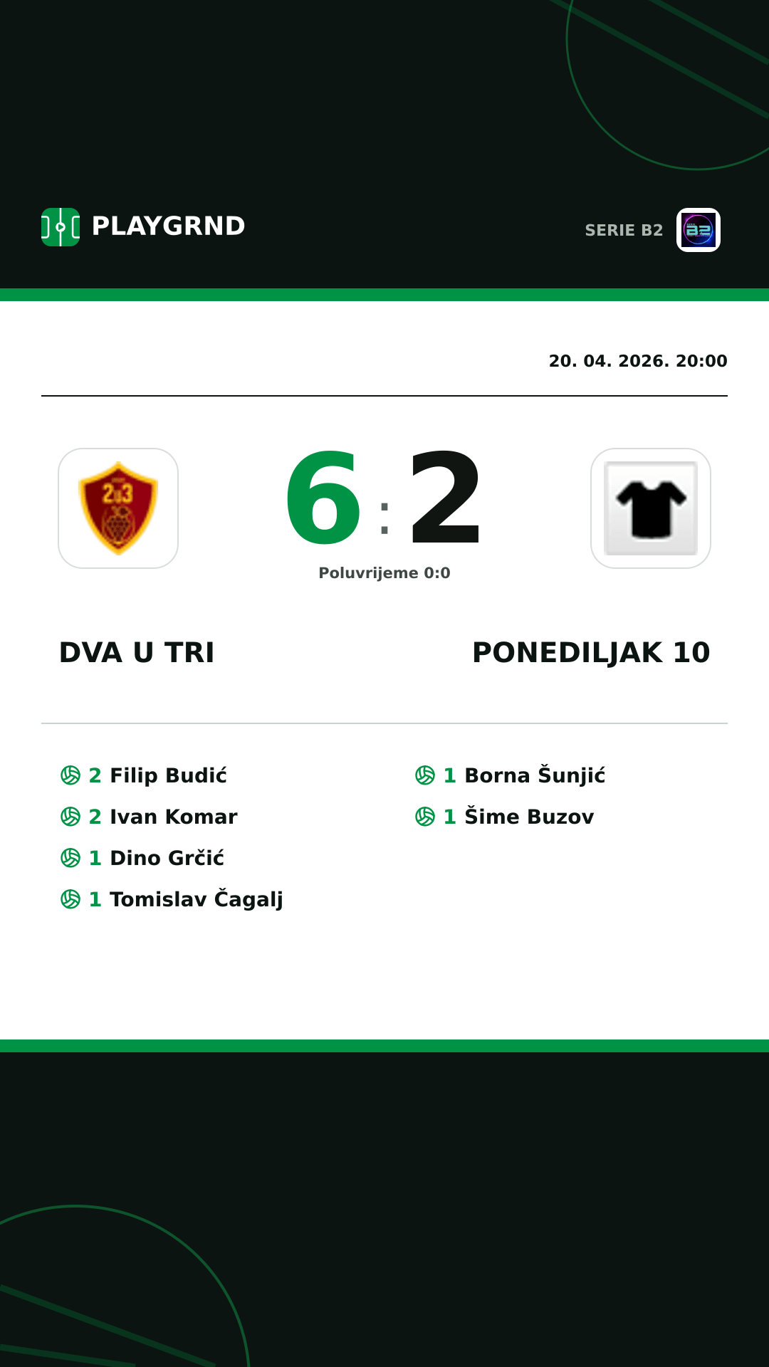 Instagram slika: Dva U Tri 6:2 Ponediljak 10