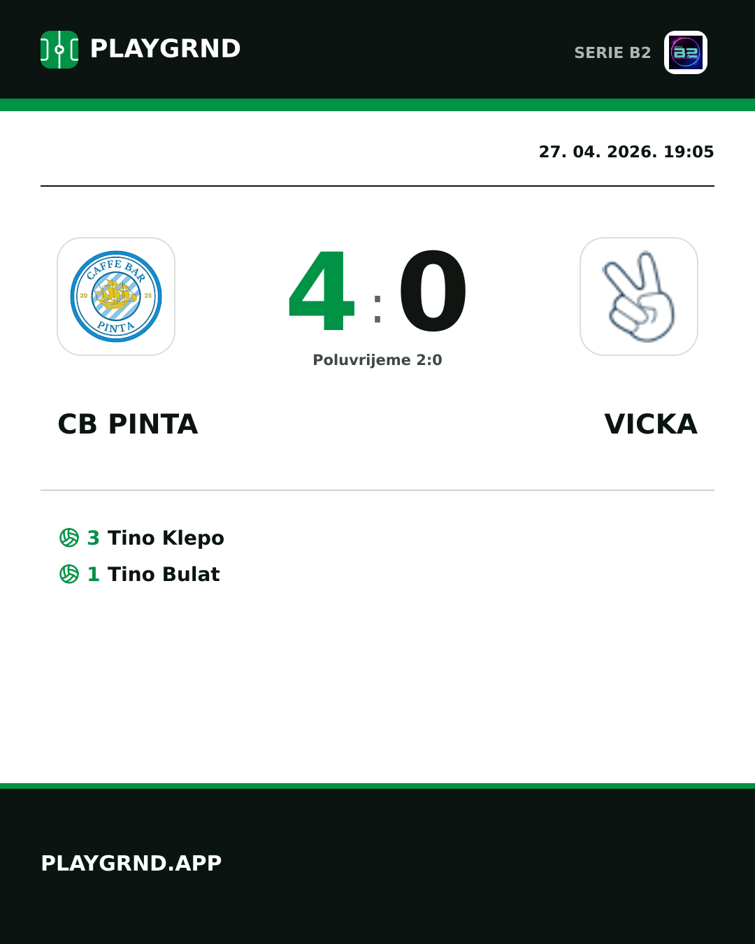 Instagram slika: CB Pinta 4:0 Vicka