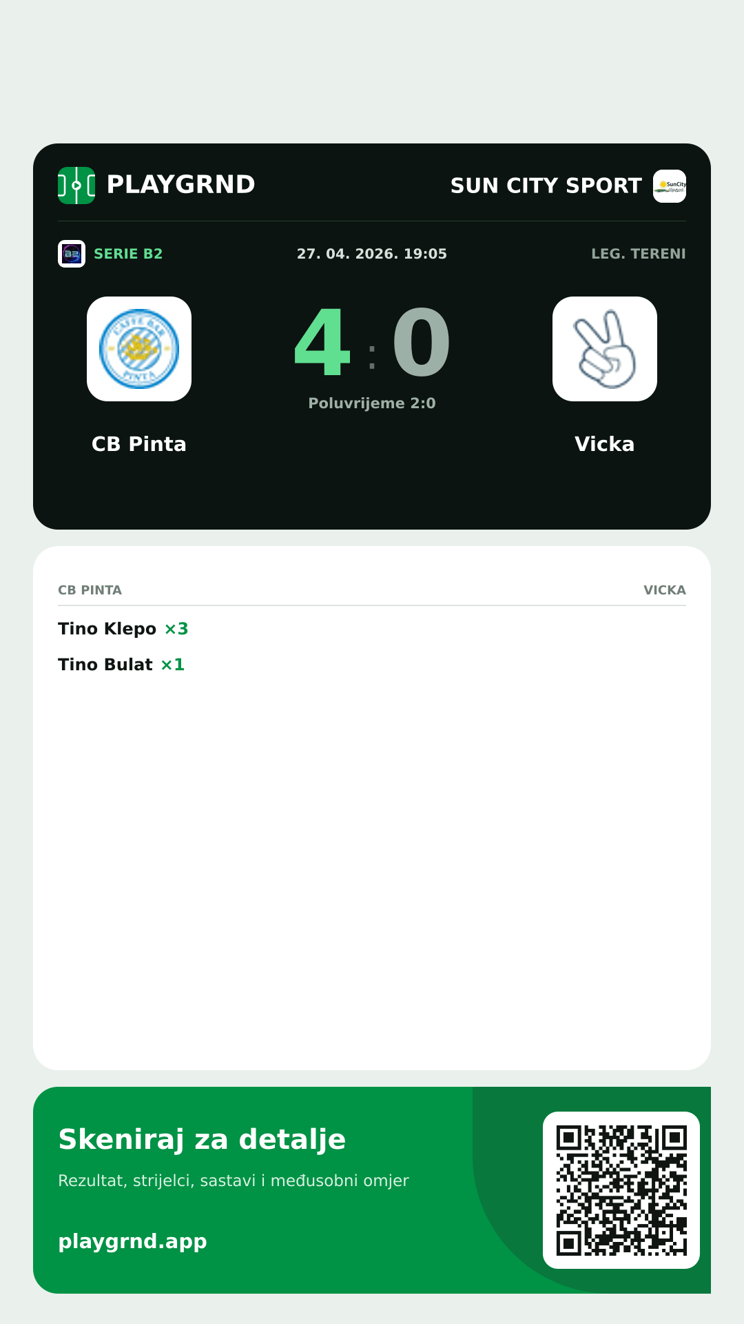 Story slika: CB Pinta 4:0 Vicka