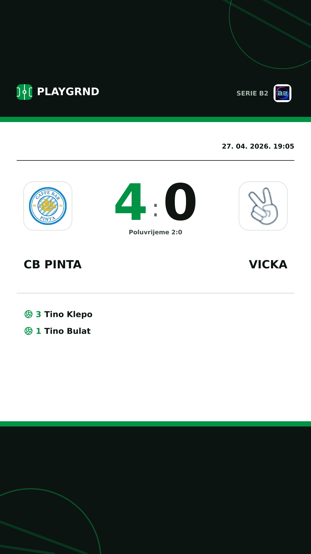 Instagram slika: CB Pinta 4:0 Vicka