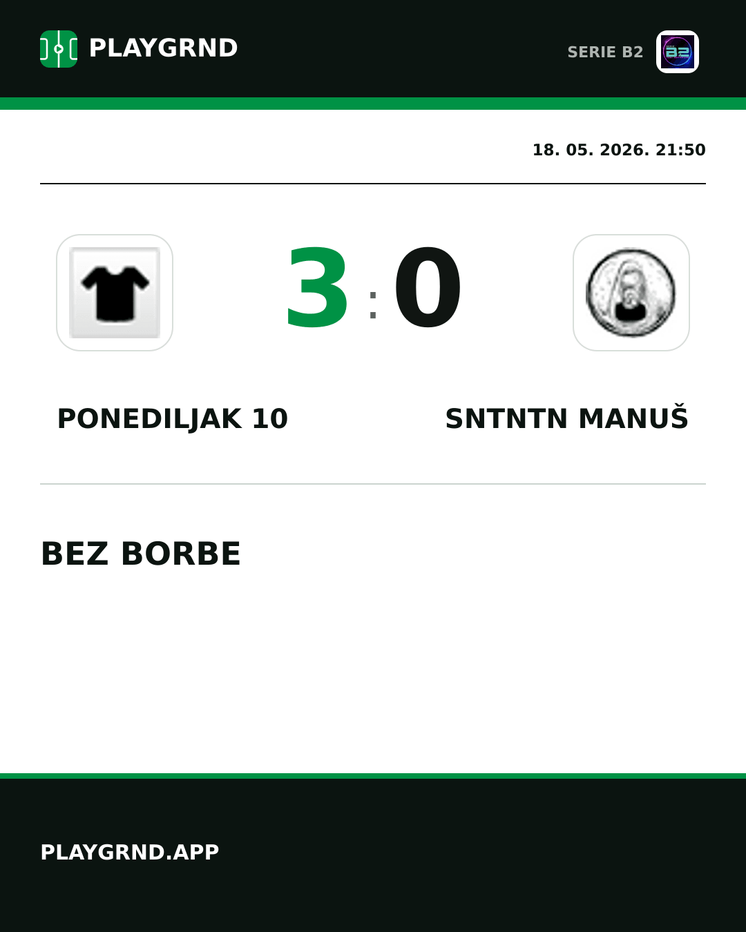Instagram slika: Ponediljak 10 3:0 Sntntn Manuš