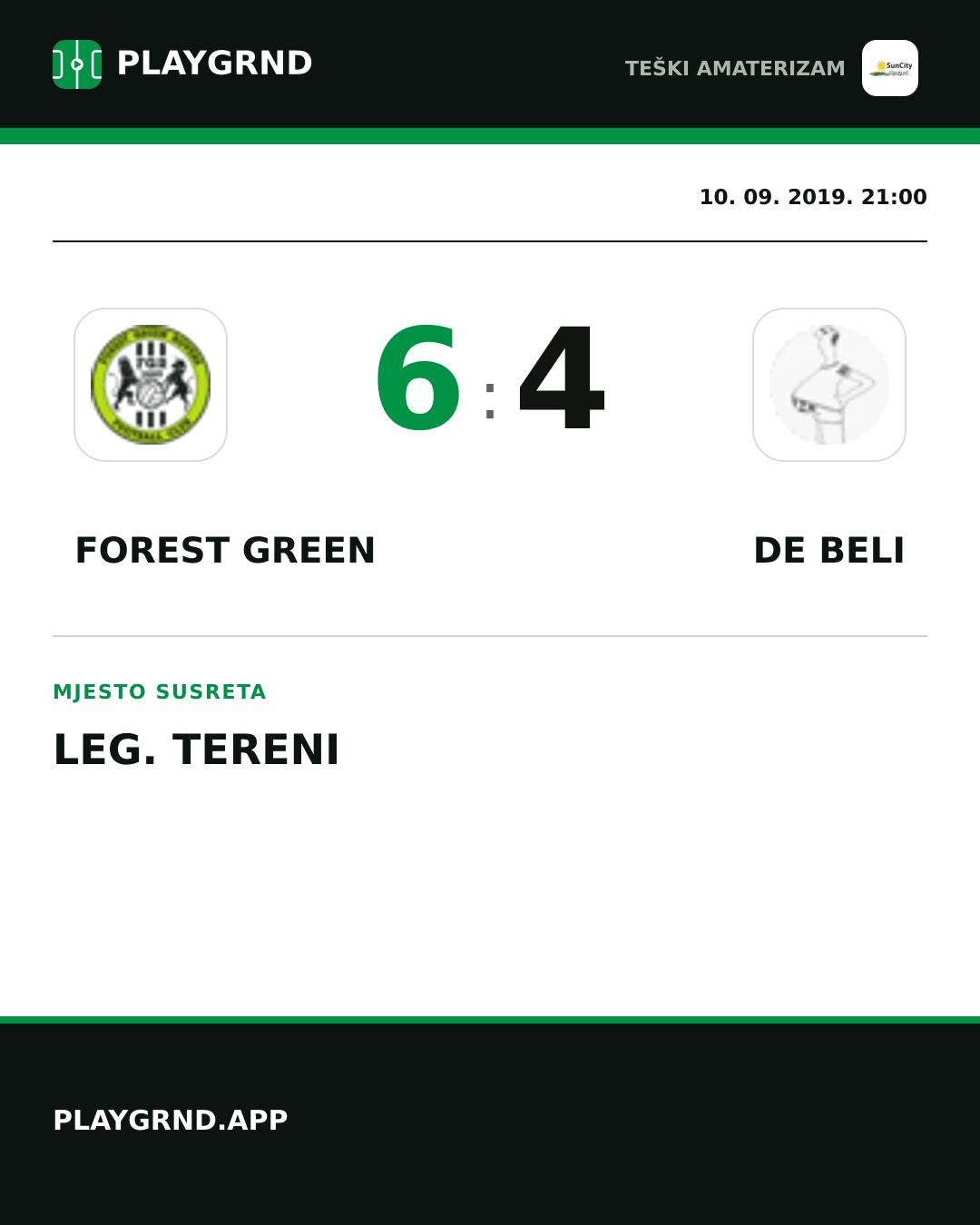 Instagram slika: Forest Green 6:4 DE Beli