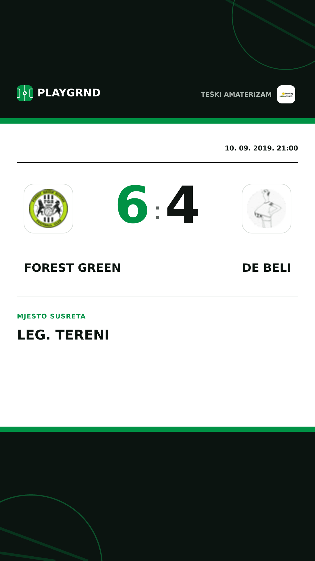 Instagram slika: Forest Green 6:4 DE Beli