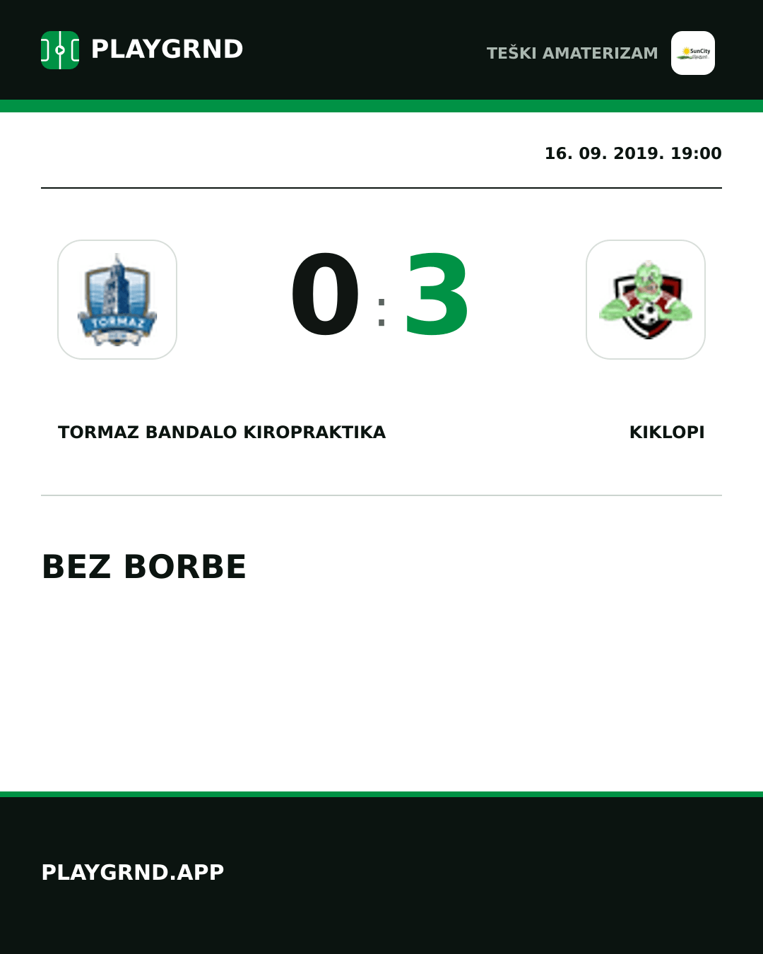 Instagram slika: Tormaz Bandalo Kiropraktika 0:3 Kiklopi