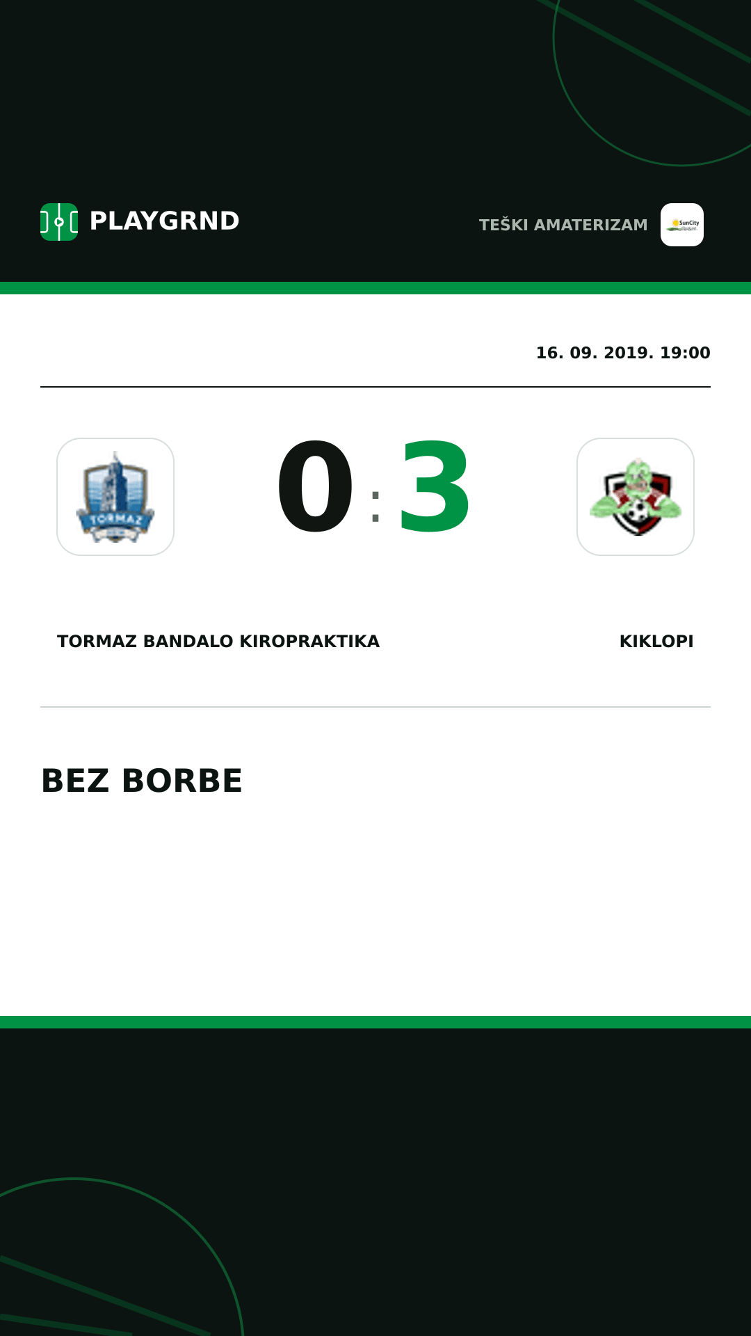 Instagram slika: Tormaz Bandalo Kiropraktika 0:3 Kiklopi