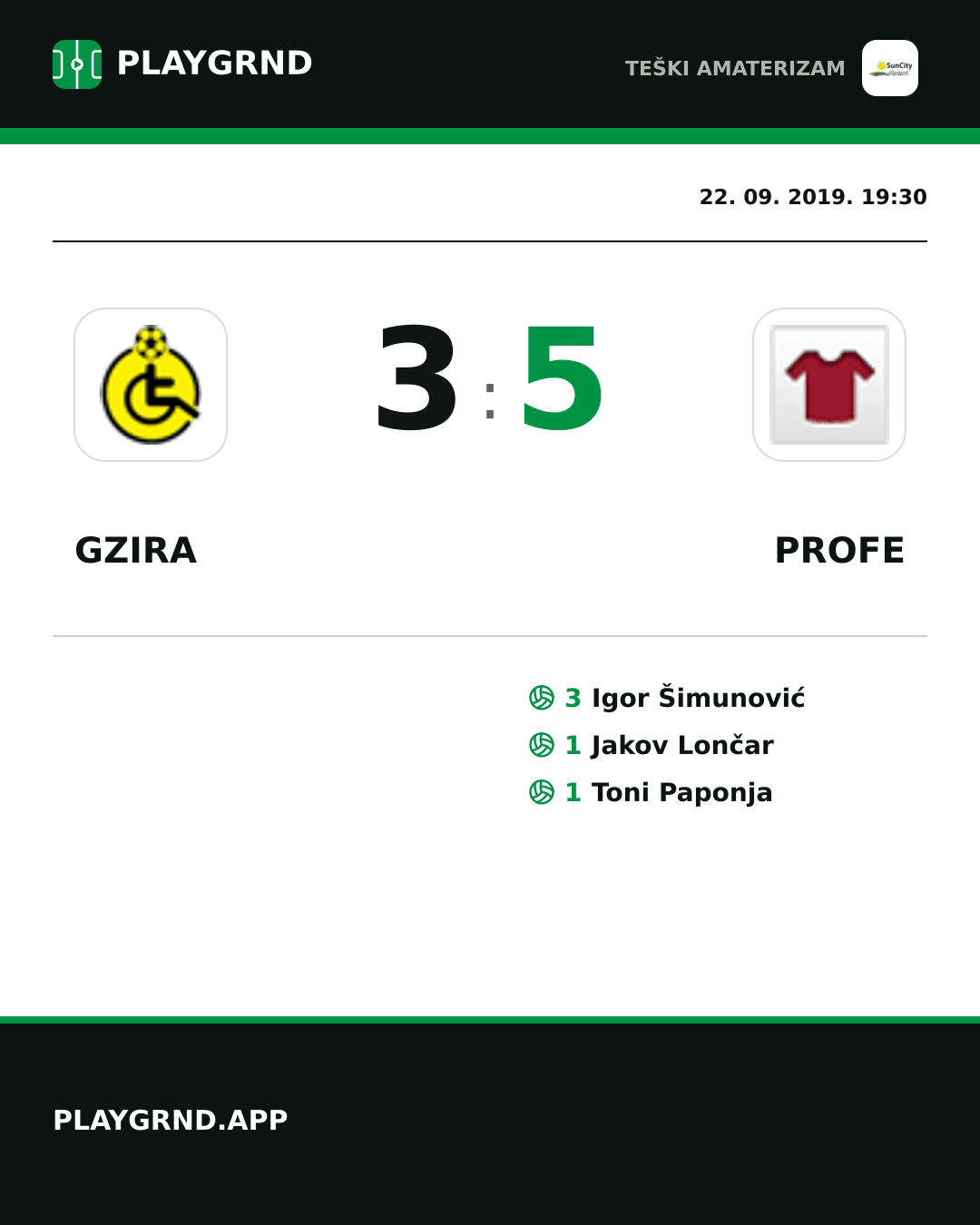 Instagram slika: Gzira 3:5 Profe