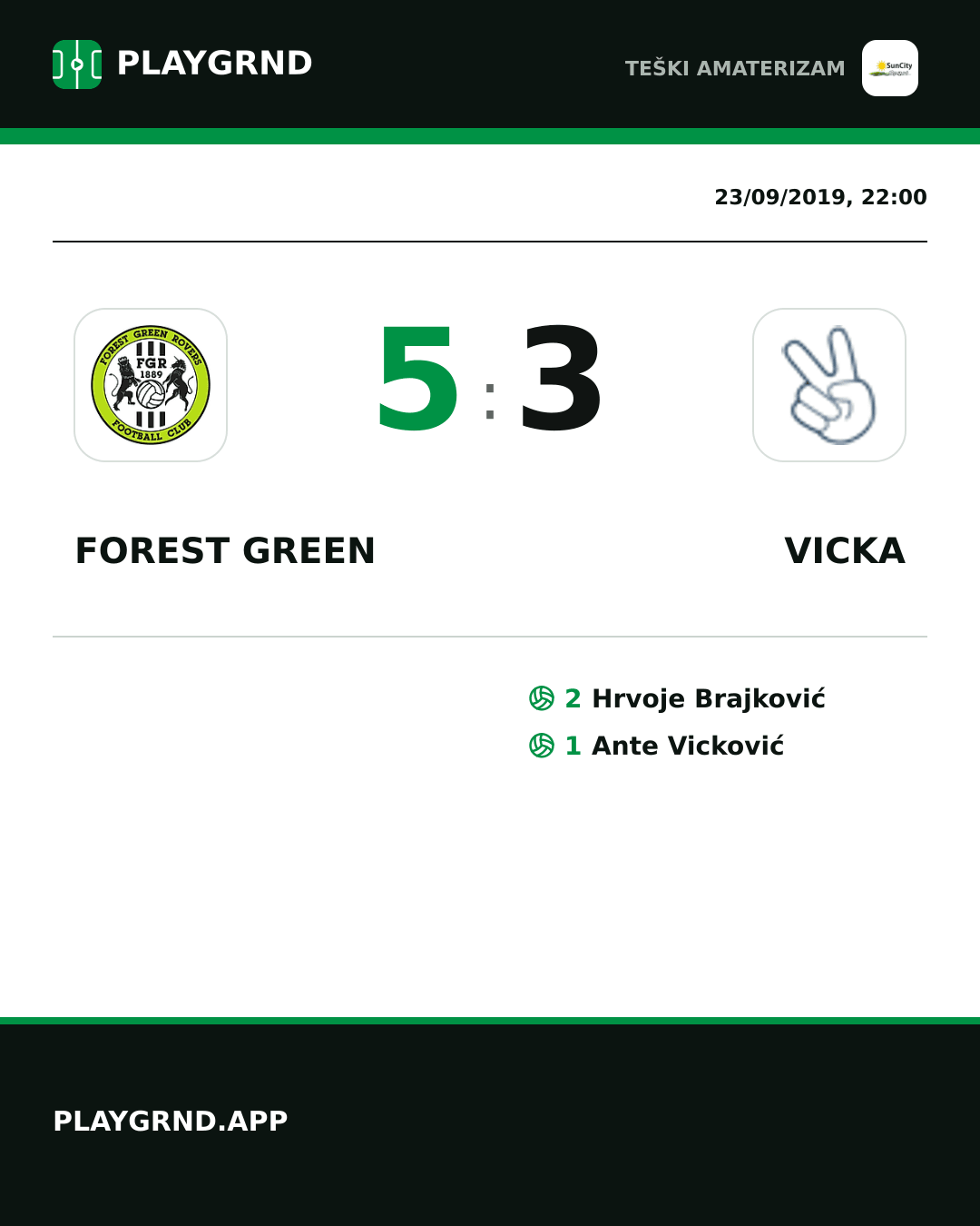 Instagram artwork: Forest Green 5:3 Vicka