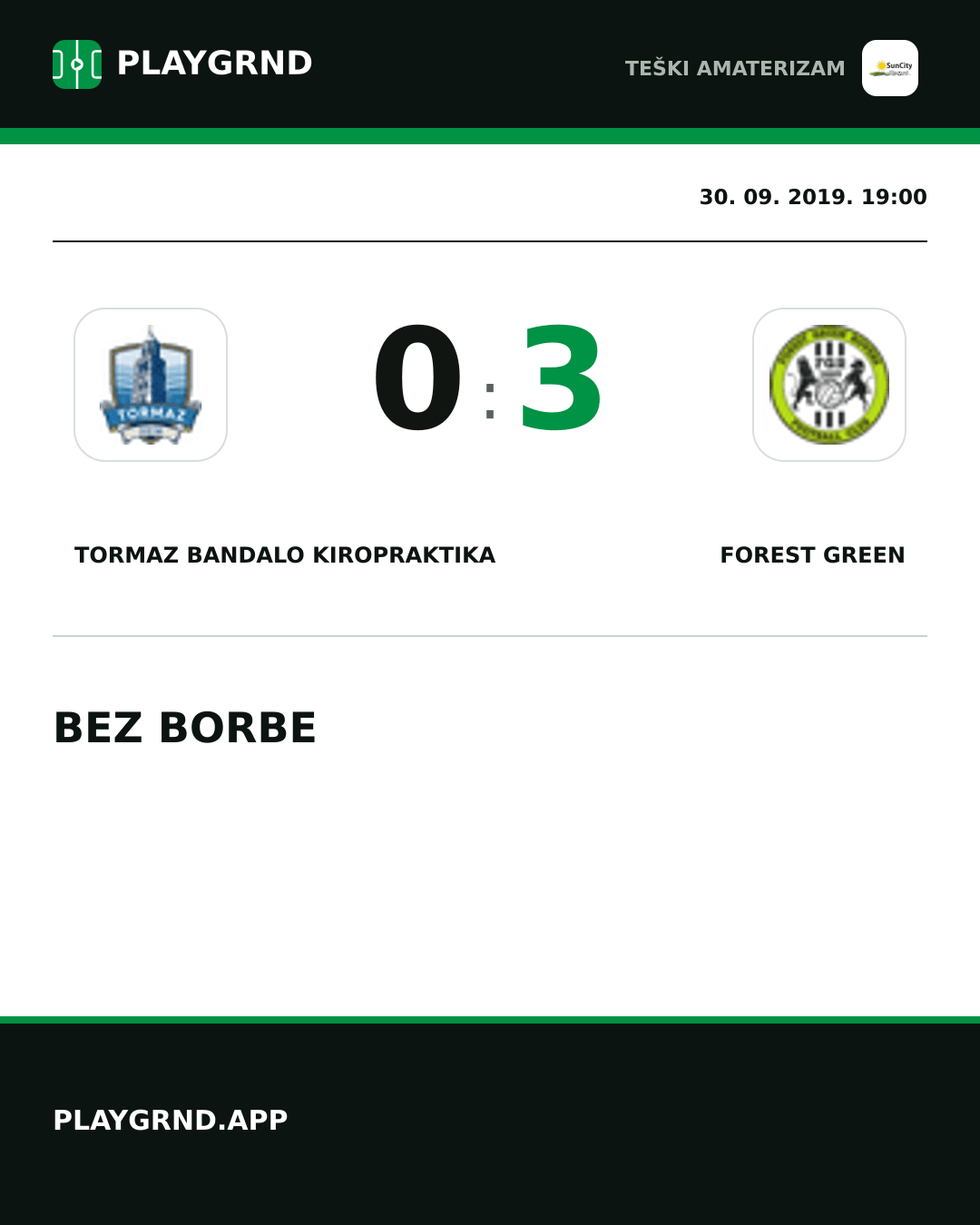 Instagram slika: Tormaz Bandalo Kiropraktika 0:3 Forest Green