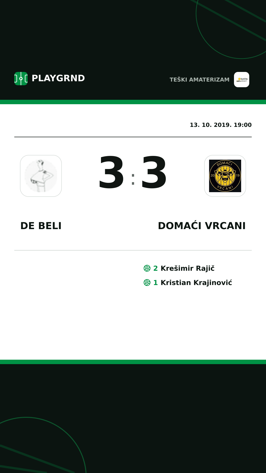 Instagram slika: DE Beli 3:3 Domaći Vrcani