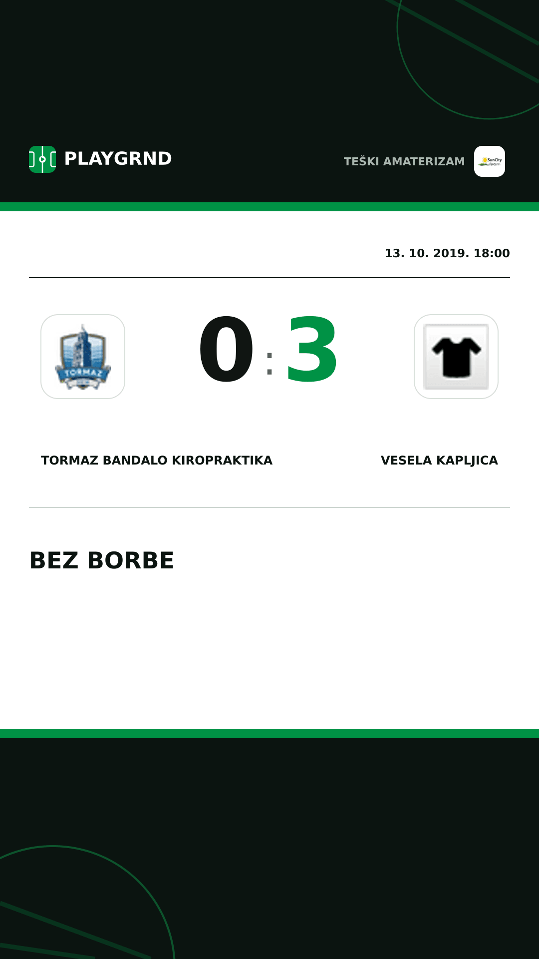Instagram slika: Tormaz Bandalo Kiropraktika 0:3 Vesela Kapljica