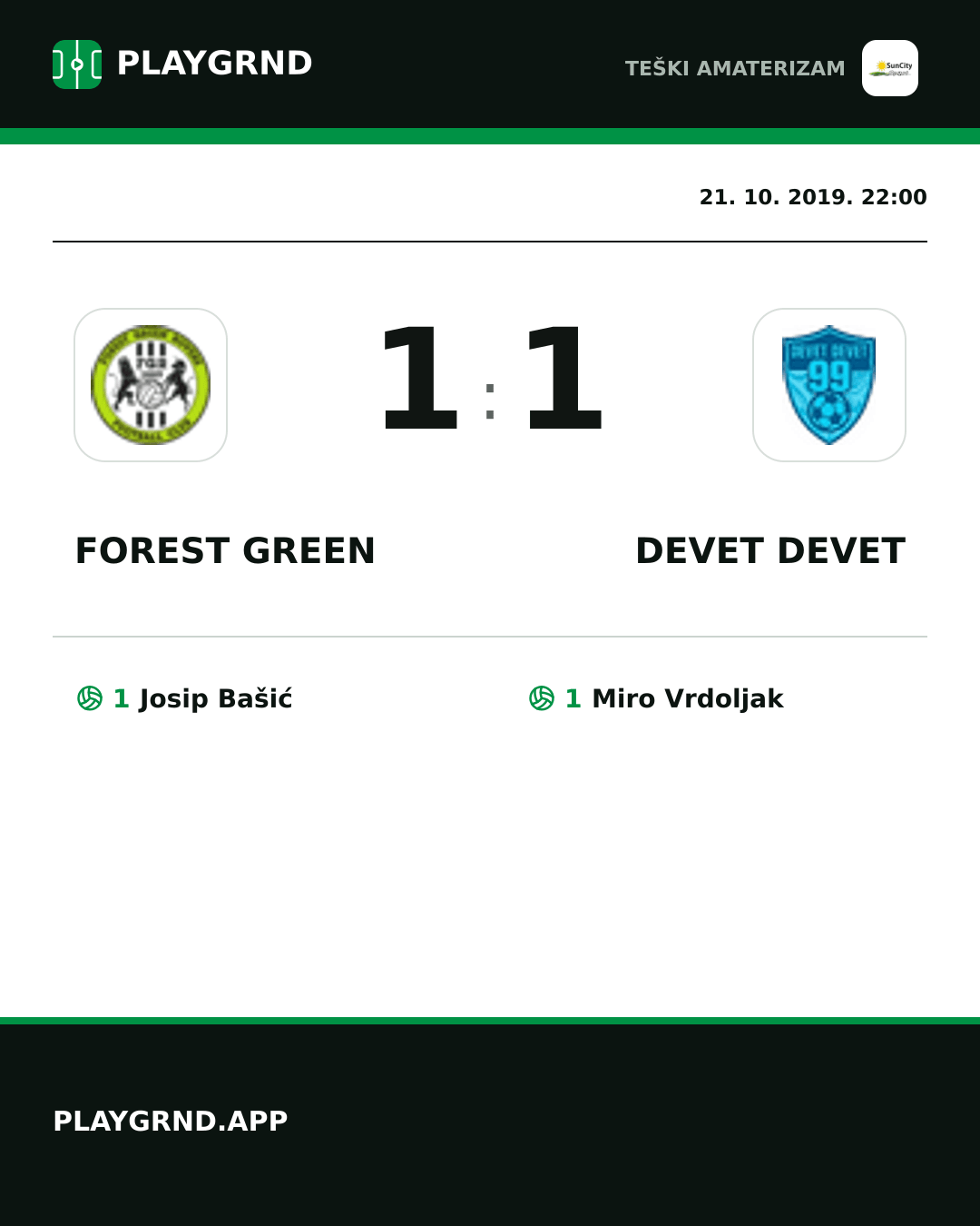 Instagram slika: Forest Green 1:1 Devet Devet