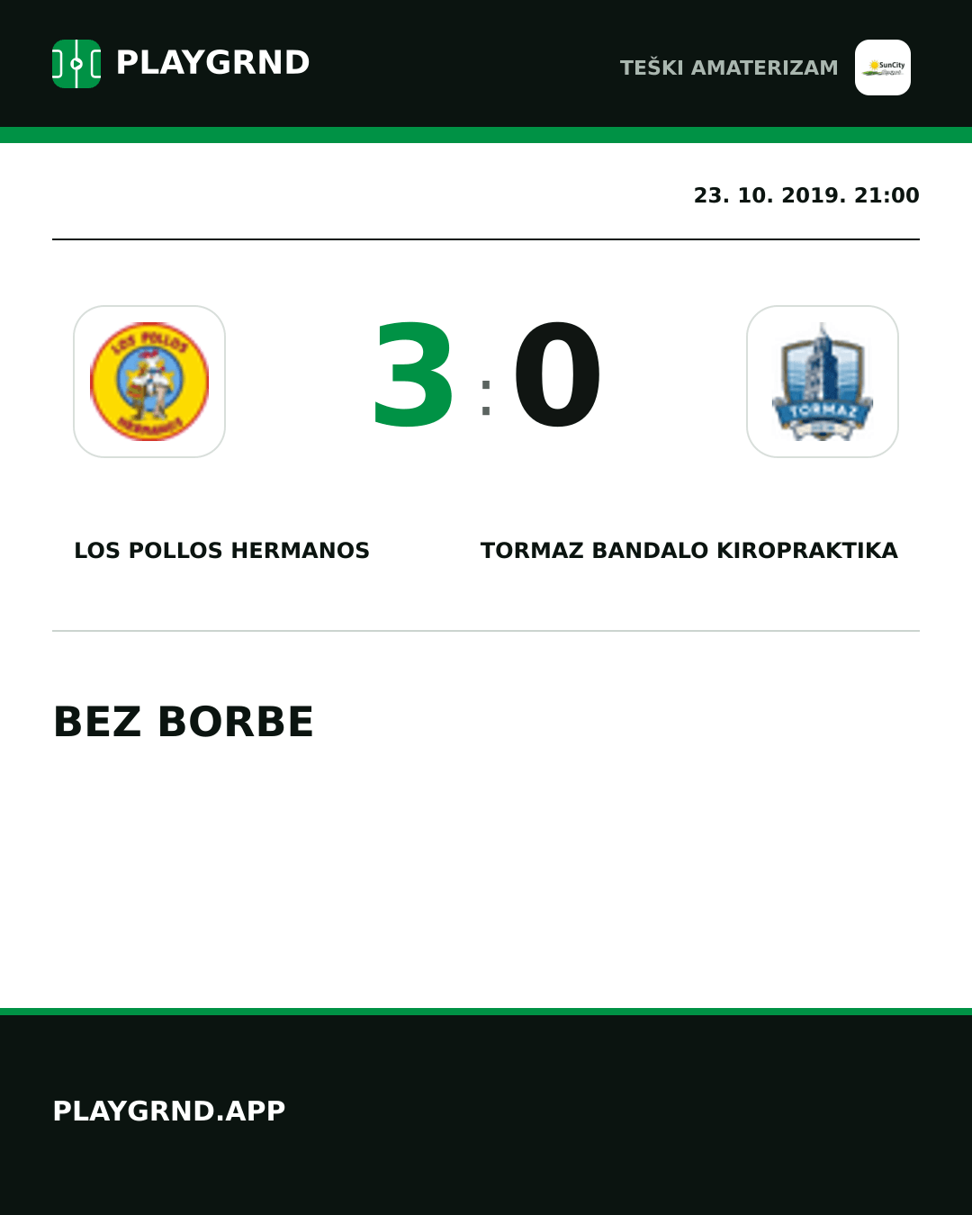 Instagram slika: Los Pollos Hermanos 3:0 Tormaz Bandalo Kiropraktika