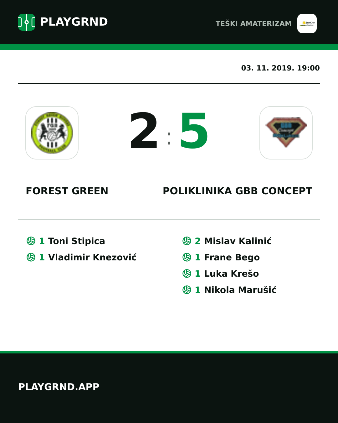Instagram slika: Forest Green 2:5 Poliklinika Gbb Concept