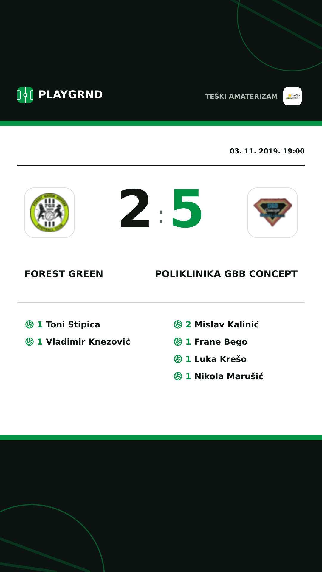 Instagram slika: Forest Green 2:5 Poliklinika Gbb Concept