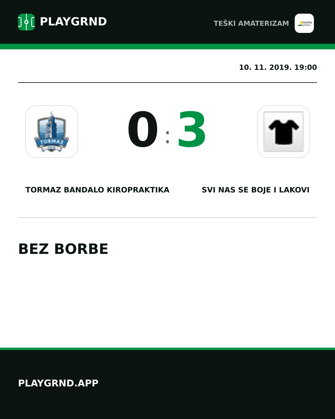 Instagram slika: Tormaz Bandalo Kiropraktika 0:3 Svi nas se boje i lakovi