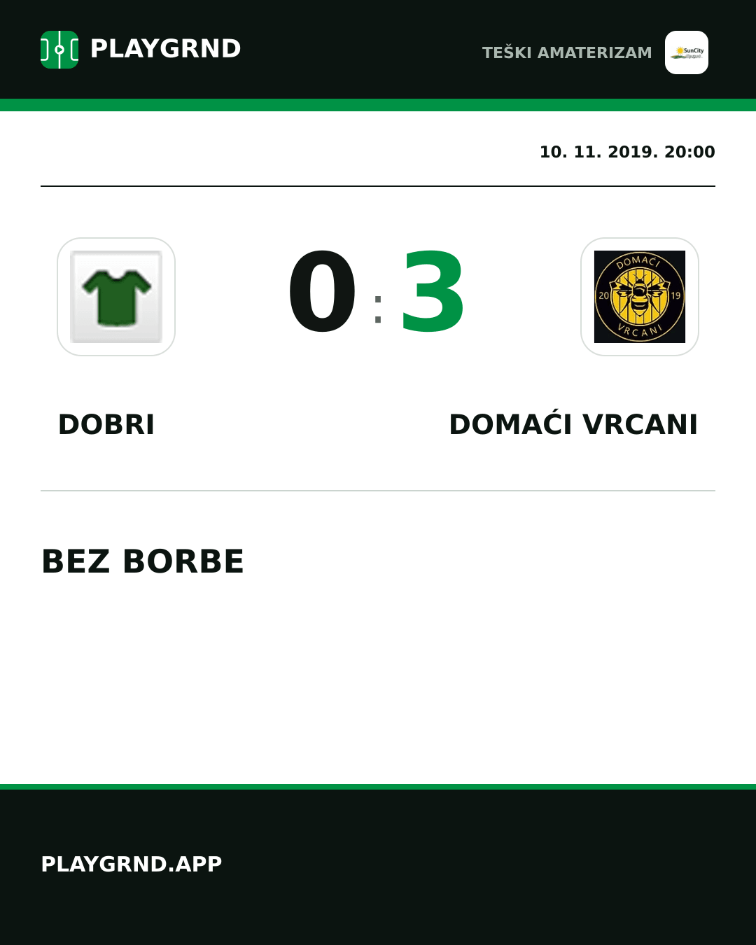Instagram slika: Dobri 0:3 Domaći Vrcani