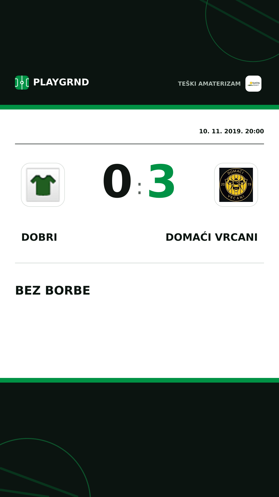 Instagram slika: Dobri 0:3 Domaći Vrcani
