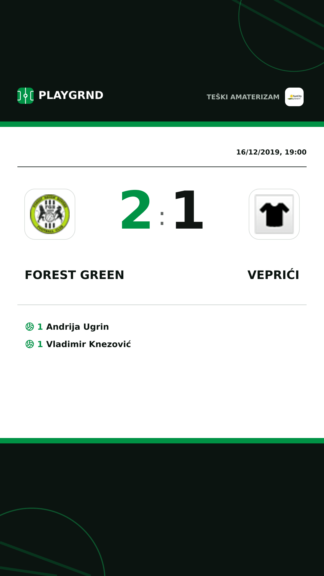 Instagram artwork: Forest Green 2:1 Veprići