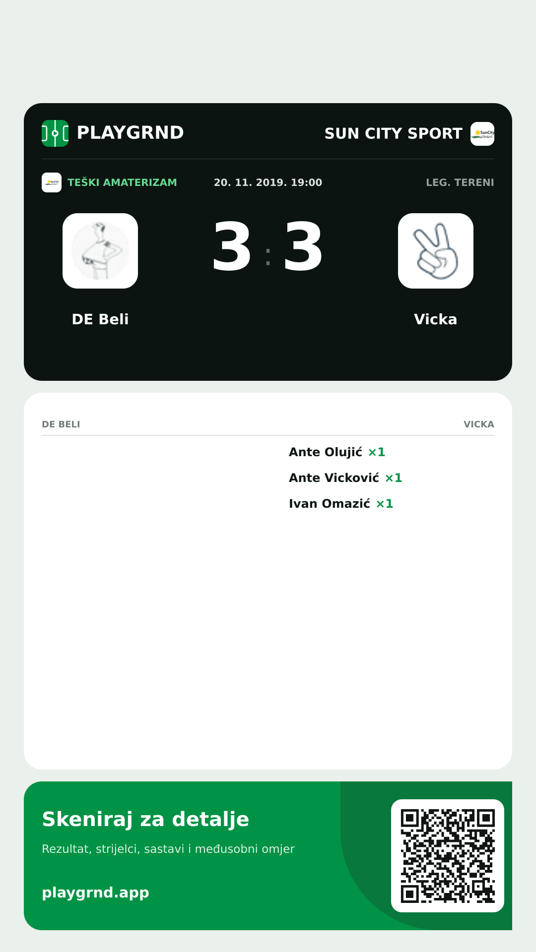 Story slika: DE Beli 3:3 Vicka