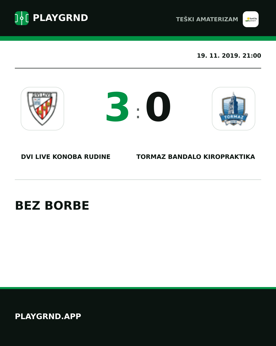 Instagram slika: Dvi Live Konoba Rudine 3:0 Tormaz Bandalo Kiropraktika