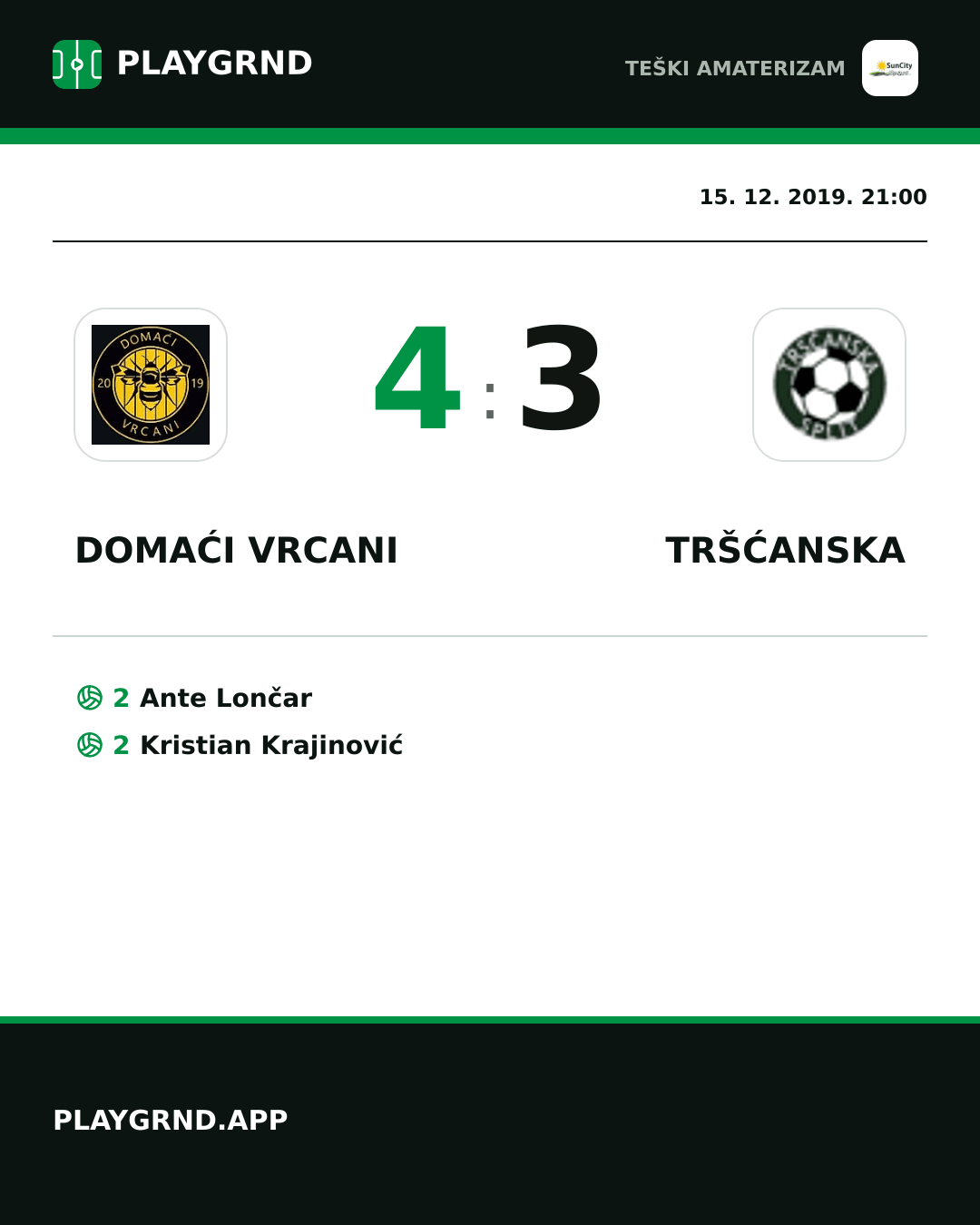 Instagram slika: Domaći Vrcani 4:3 Tršćanska
