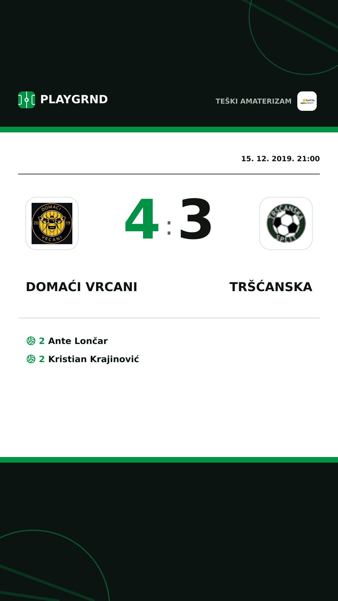 Instagram slika: Domaći Vrcani 4:3 Tršćanska