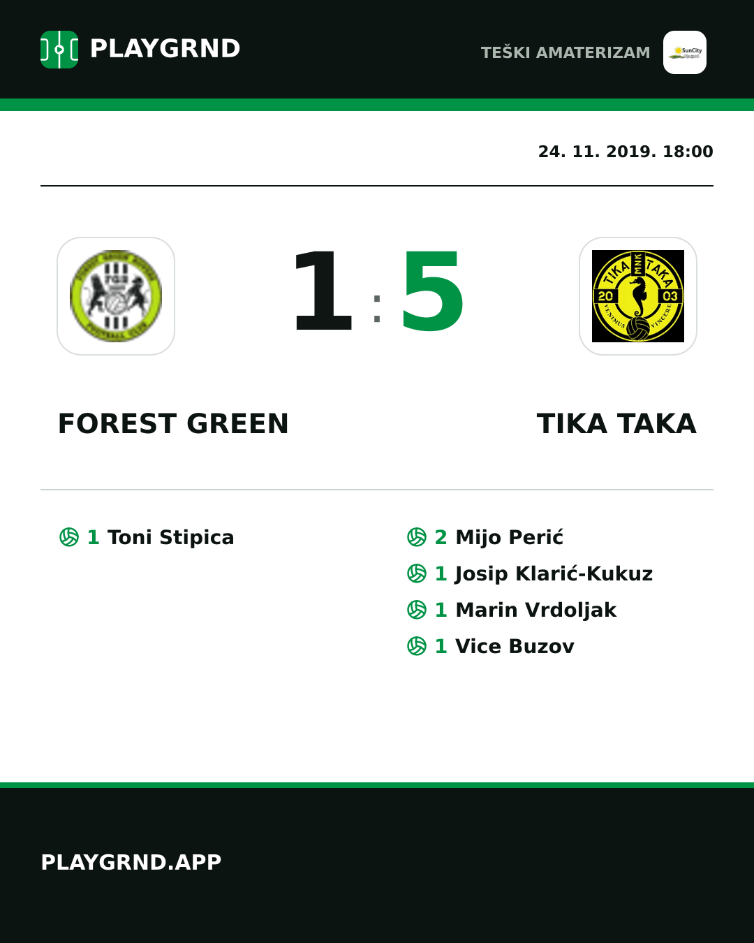 Instagram slika: Forest Green 1:5 Tika Taka