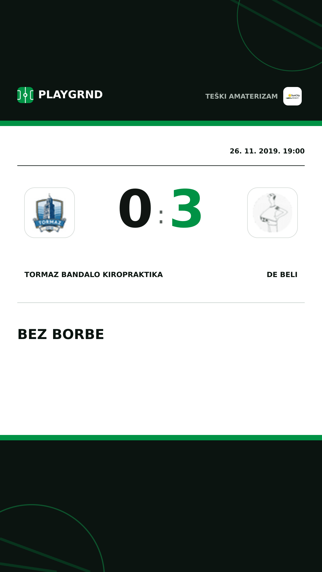 Instagram slika: Tormaz Bandalo Kiropraktika 0:3 DE Beli