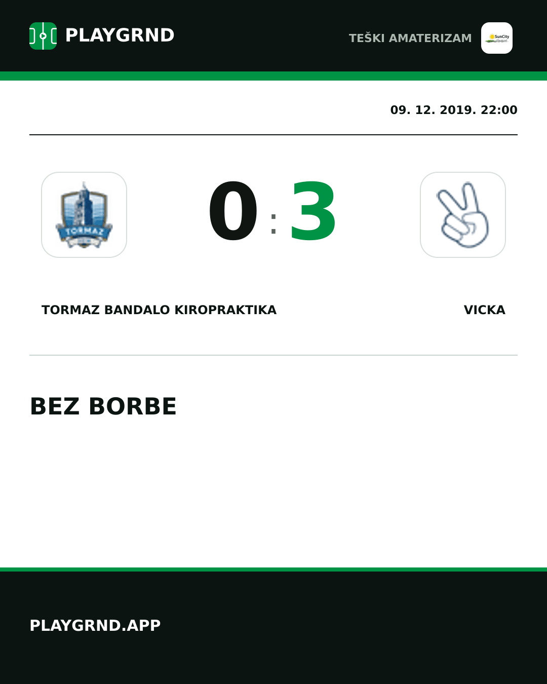 Instagram slika: Tormaz Bandalo Kiropraktika 0:3 Vicka
