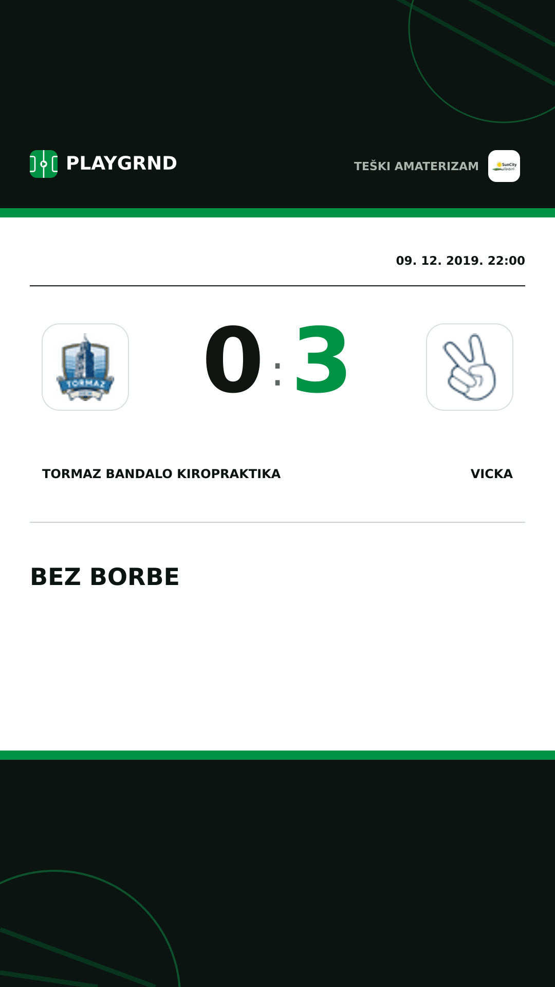 Instagram slika: Tormaz Bandalo Kiropraktika 0:3 Vicka