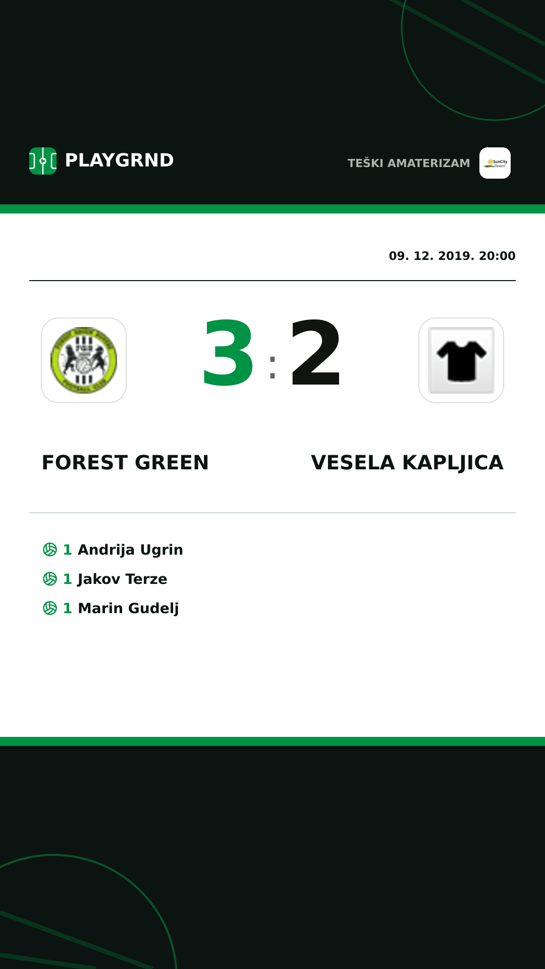 Instagram slika: Forest Green 3:2 Vesela Kapljica