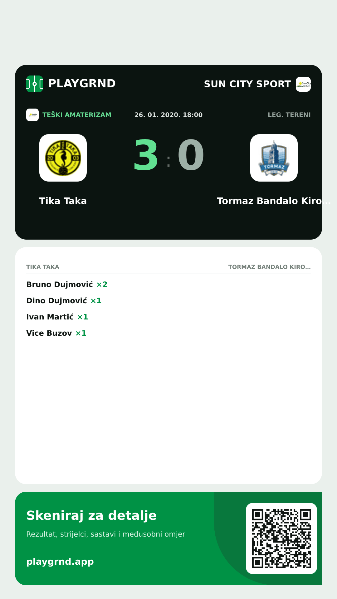 Story slika: Tika Taka 3:0 Tormaz Bandalo Kiropraktika