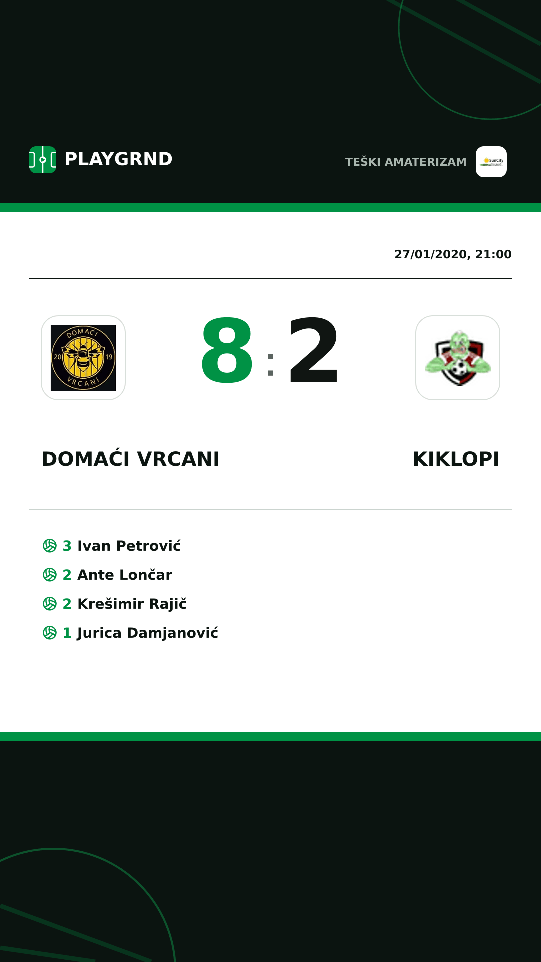 Instagram artwork: Domaći Vrcani 8:2 Kiklopi