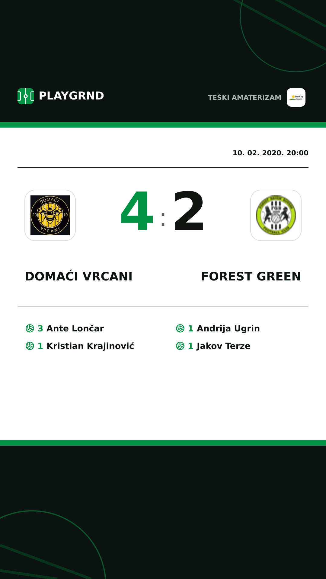 Instagram slika: Domaći Vrcani 4:2 Forest Green