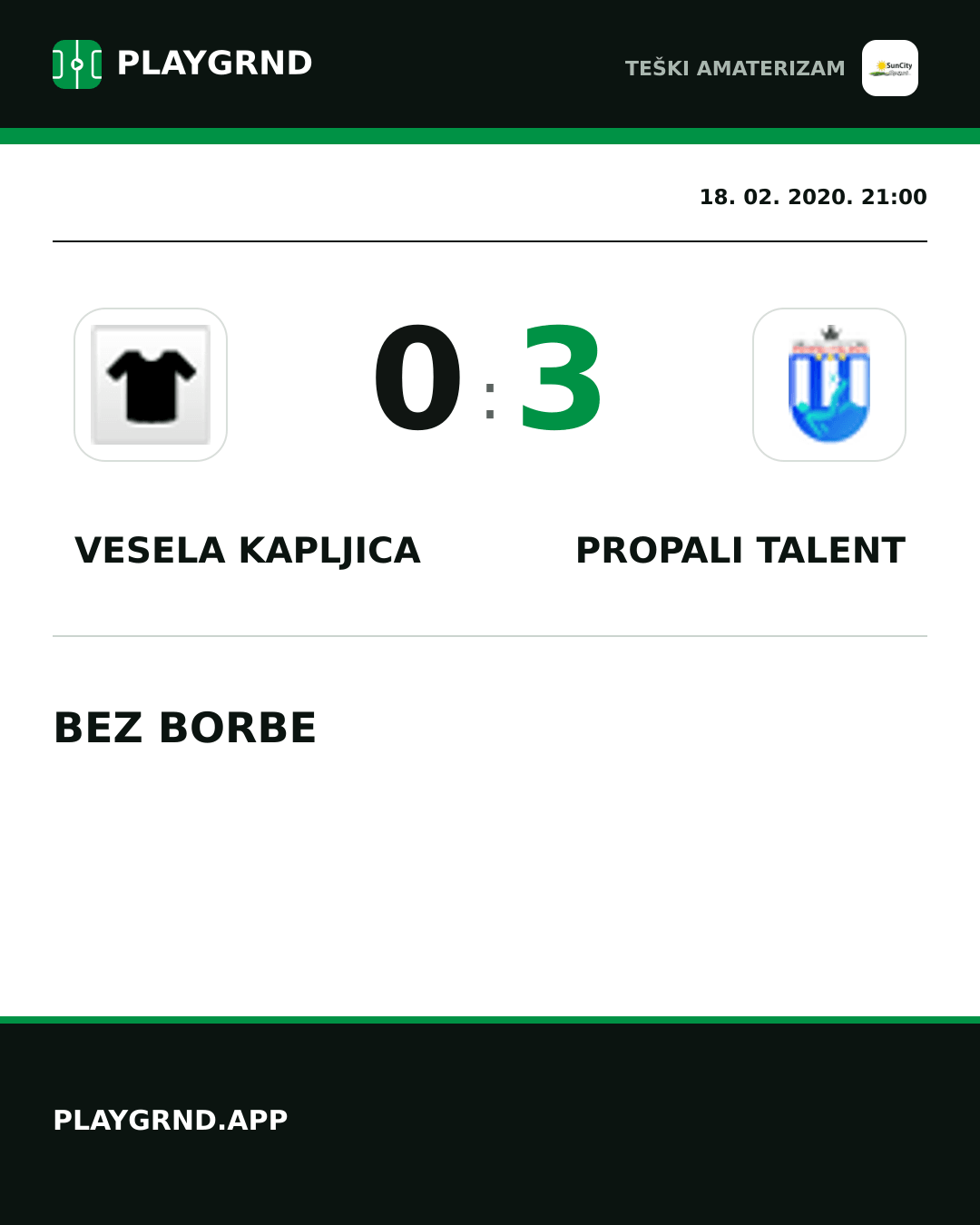 Instagram slika: Vesela Kapljica 0:3 Propali Talent